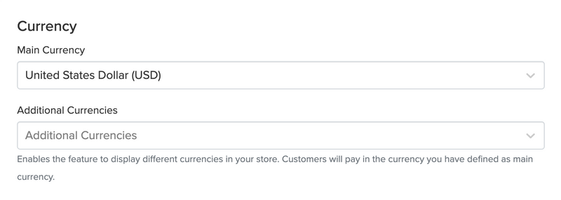 Jumpseller Currencies Admin Panel