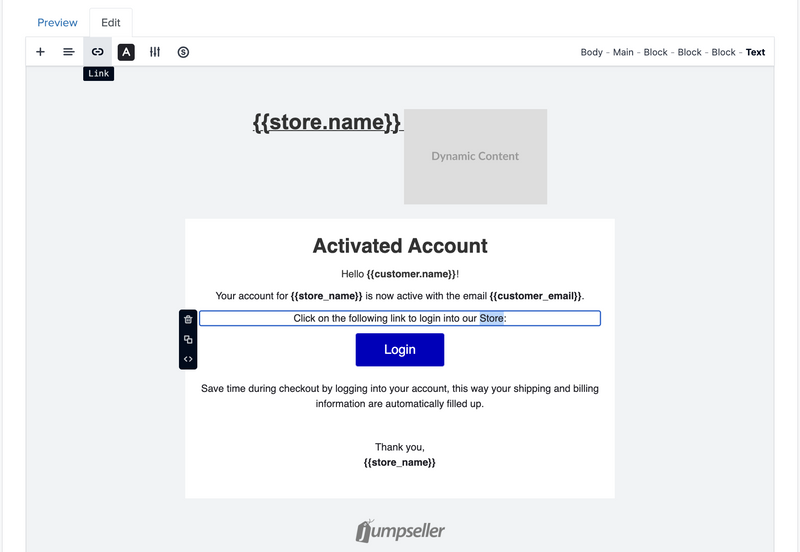 Email Editor - Add Link
