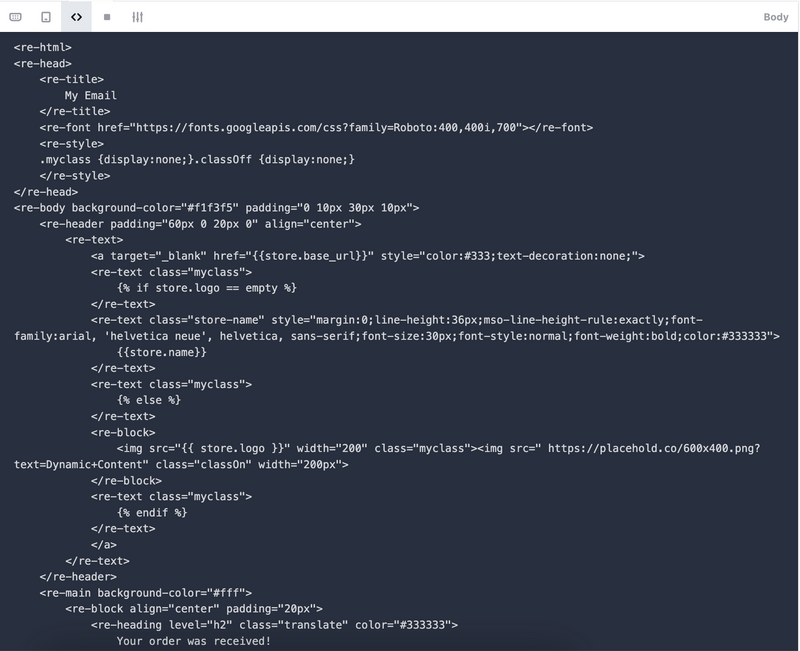 Email Editor - Edit Source