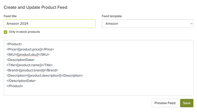 Feed Title and Save Options