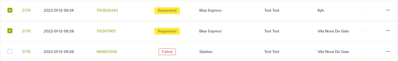 orders selected