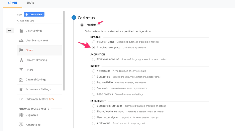 new goal setup google analytics