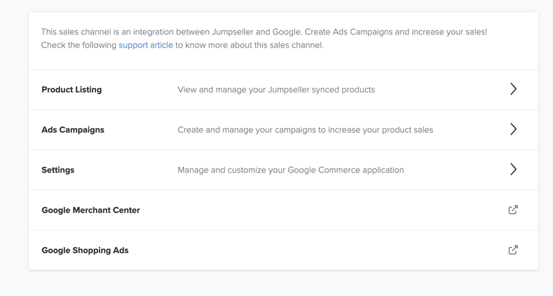 Sales Channel Main Page