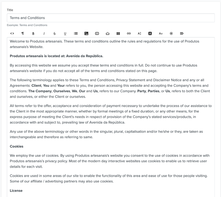 terms and conditions