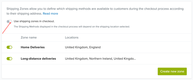 use shipping zones
