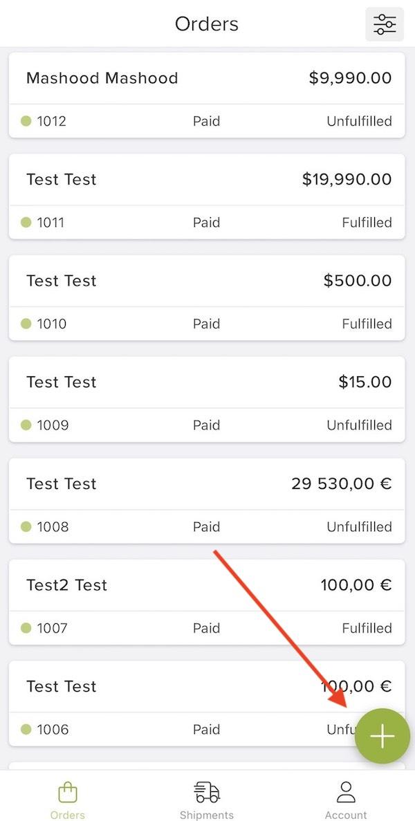 order information
