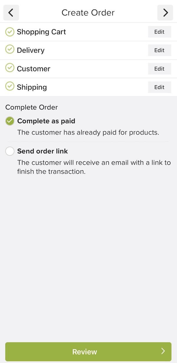 order information