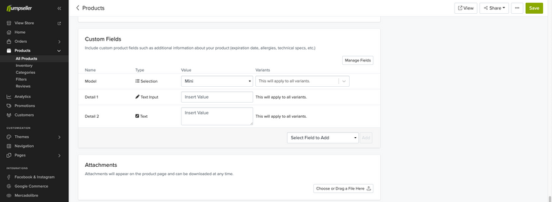Product Custom Fields