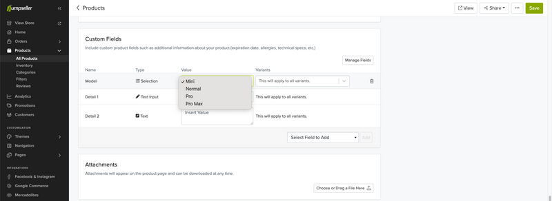 Product Custom Fields