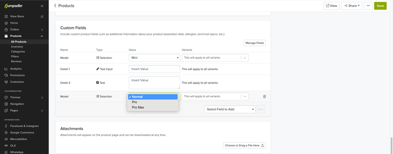Product Custom Fields
