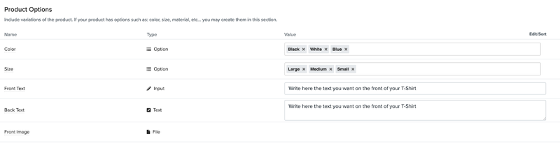 Product Options