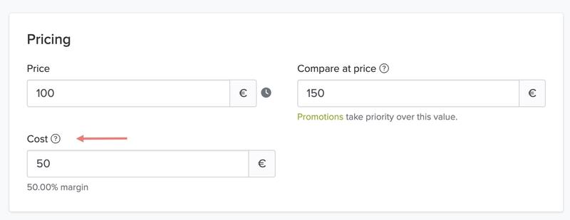 Cost section in the admin pannel