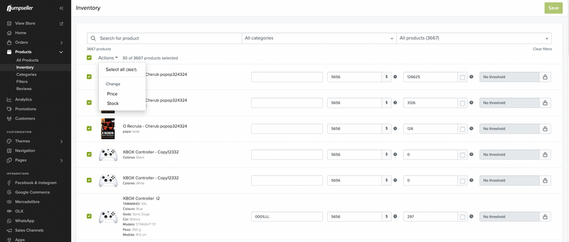 Action options inventory