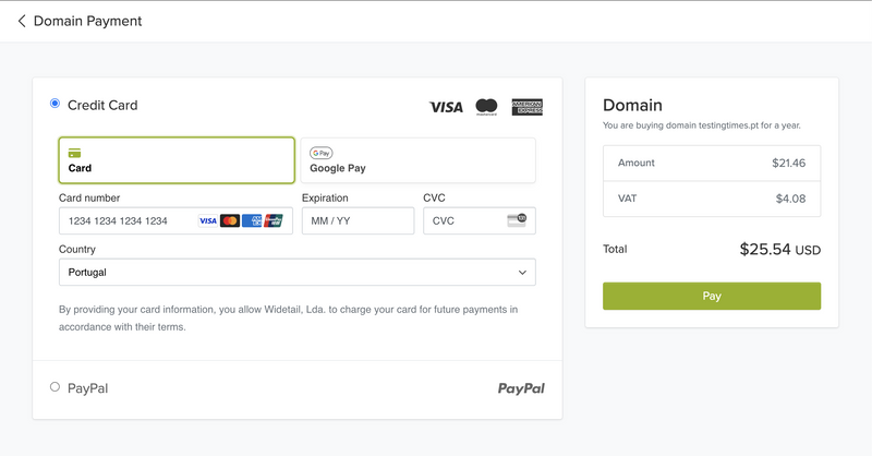 Pay for Domain