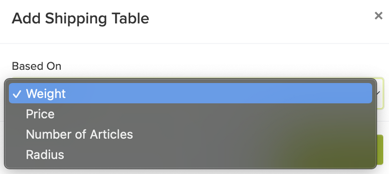 Tabla de Tarifas