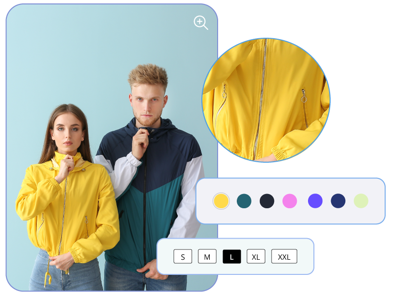 Color and size selector for your online clothing store